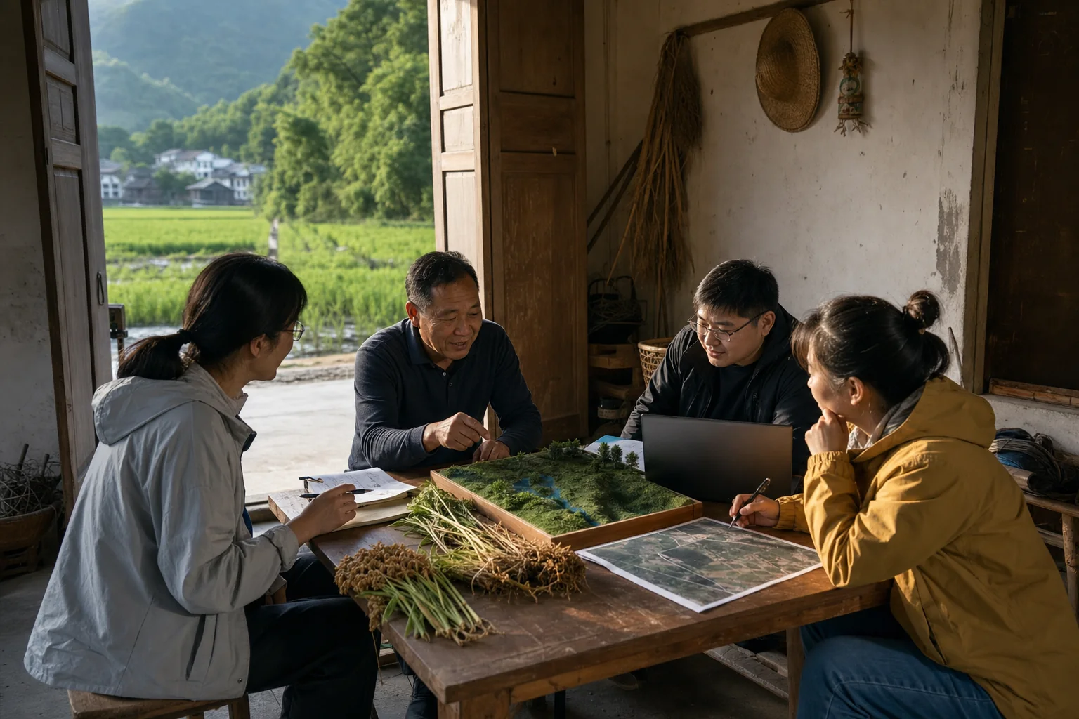 研究团队在乡村现场开展专题研讨